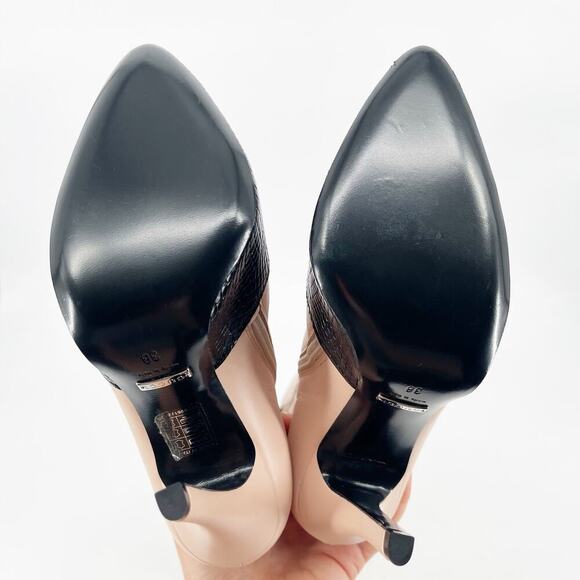 Gucci Harriet Light Rose Black Leather Lace Up Over The Knee Heeled Boots EU 38 - Picture 14 of 15